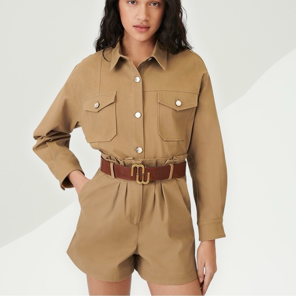 Maje ‘Ipura’ Paperbag Shorts in Beige - NO BELT Size 36 = Size Small - Picture 1 of 16